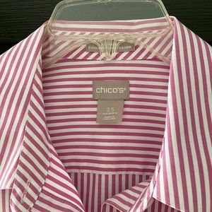 Chicos pink and white striped button down shirt size 2.5